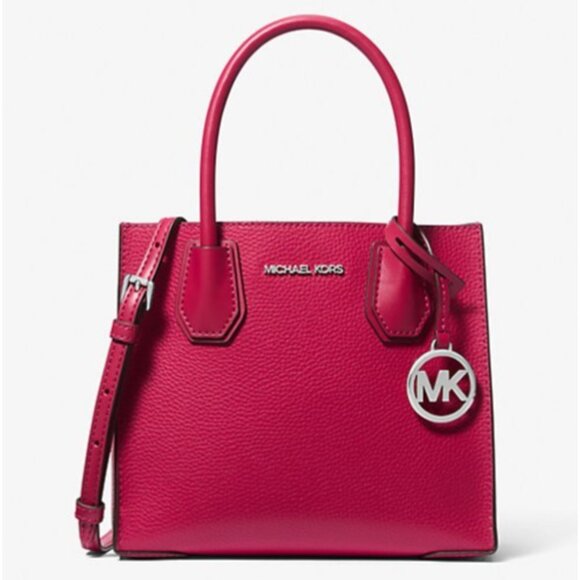 New Michael Kors Mercer Medium Messenger Crossbody Dark Raspberry with Dust bag - Picture 1 of 6